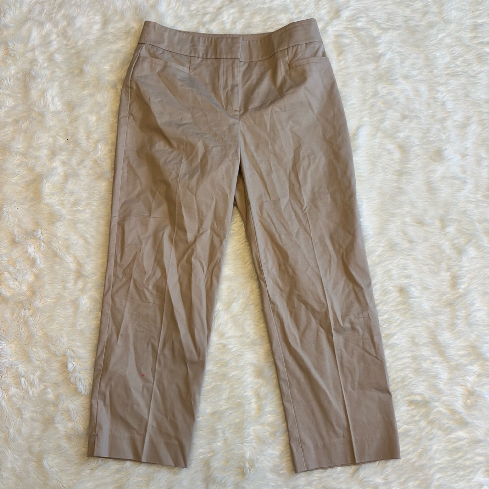 Ann Taylor Factory Beige Straight Cropped Ankle Trouser Pants Womens 4